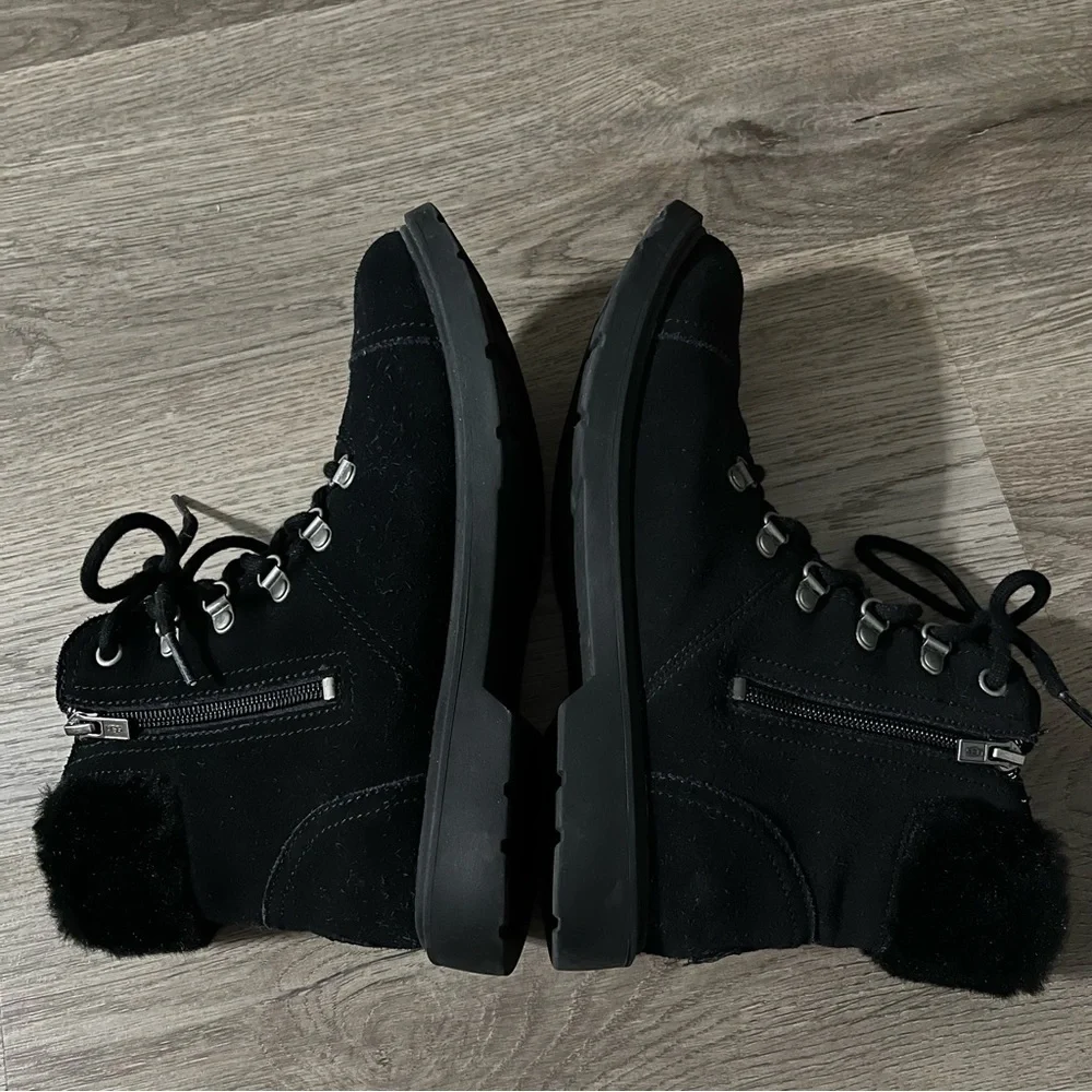 UGG Azell Hiker Outdoor Lace-up Boots Black Suede Men Size 6 Women 7.5 EU 38